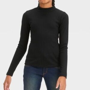 Girls' Long Sleeve Rib-Knit Mock Neck Top - art class